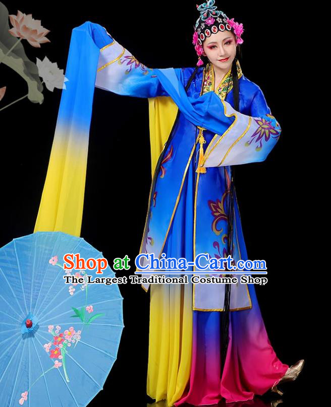 Chinese Water Sleeve Dance Garment Women Group Dance Royal Blue Dress Opera Dance Clothing Classical Dance Costumes