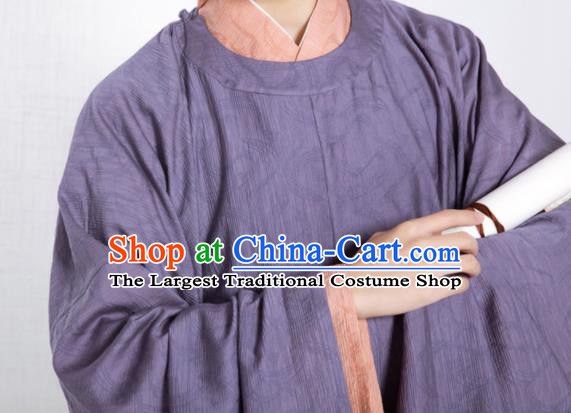 Chinese Song Dynasty Royal Prince Garment Costumes Ancient Scholar Clothing Traditional Hanfu Purple Robe