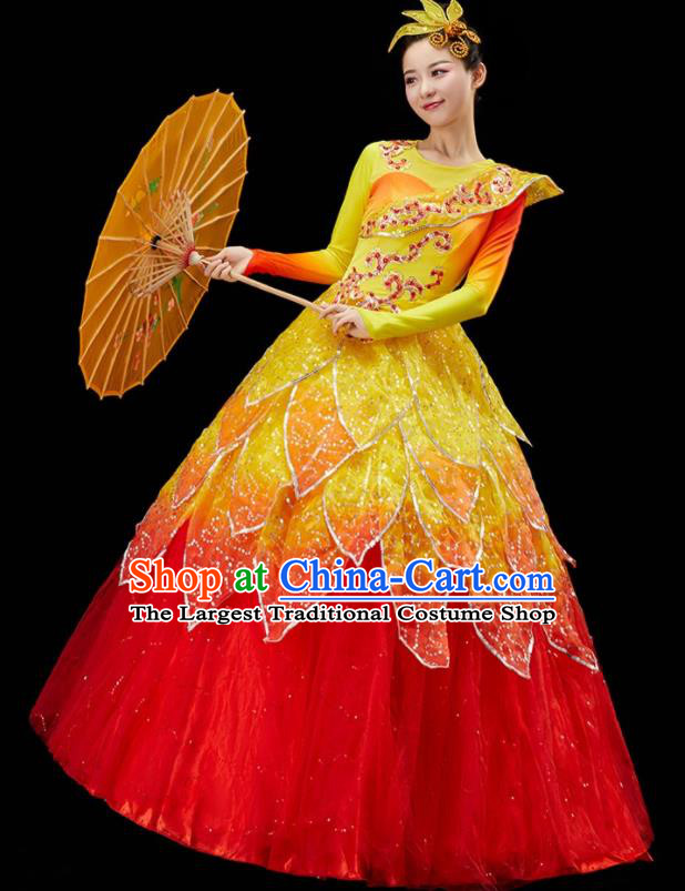 Women Flower Dance Costume Stage Performance Dress Modern Dance Clothing Chinese Spring Festival Gala Opening Dance Garment