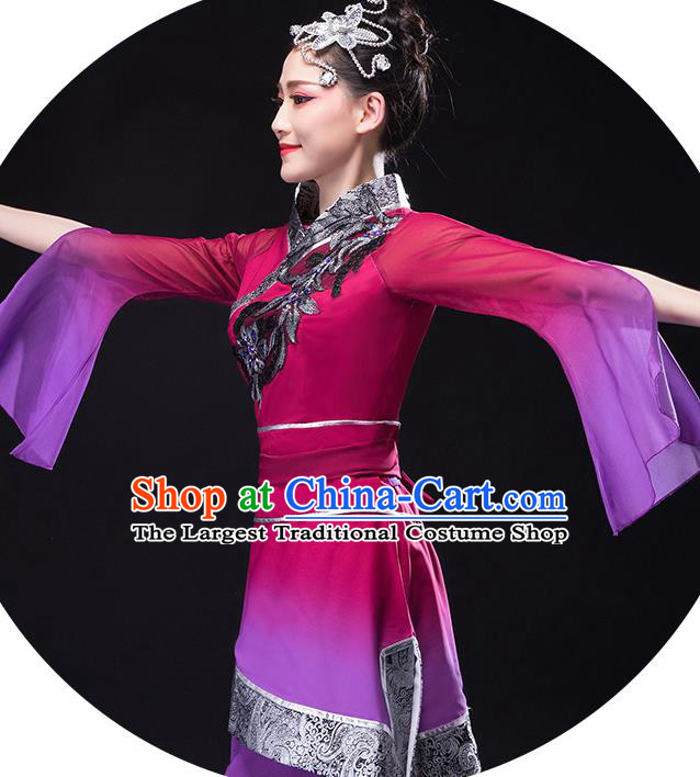 Chinese Folk Dance Costume Stage Performance Purple Outfit Yangko Dance Clothing Women Group Dance Dance Garments