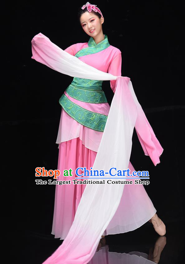 Chinese Fency Dance Clothing Women Group Hanfu Water Sleeve Dance Dance Garments Classical Dance Costume Stage Performance Pink Dress