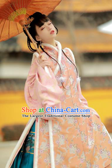 Chinese Traditional Noble Lady Hanfu Clothing Ancient Royal Princess Dress Garments Ming Dynasty Winter Historical Costumes
