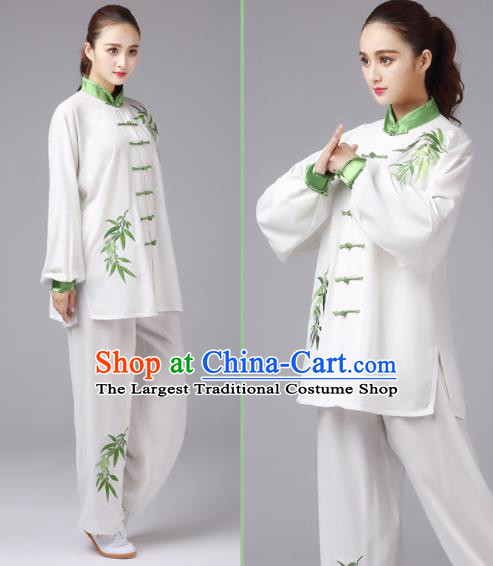 Chinese Tai Ji Embroidered Bamboo Uniform Martial Arts Competition Clothing Tai Chi Performance Outfit Kung Fu Costumes