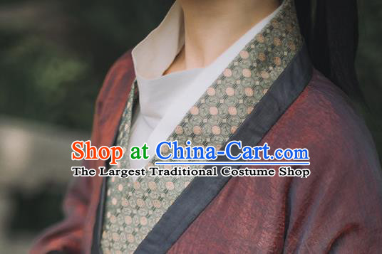 Chinese Traditional Hanfu Yarn Garment Straight Front Robe Clothing Ancient Palace Lady Dress Garments Han Dynasty Princess Historical Costumes