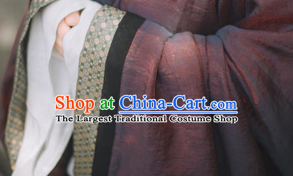 Chinese Traditional Hanfu Yarn Garment Straight Front Robe Clothing Ancient Palace Lady Dress Garments Han Dynasty Princess Historical Costumes