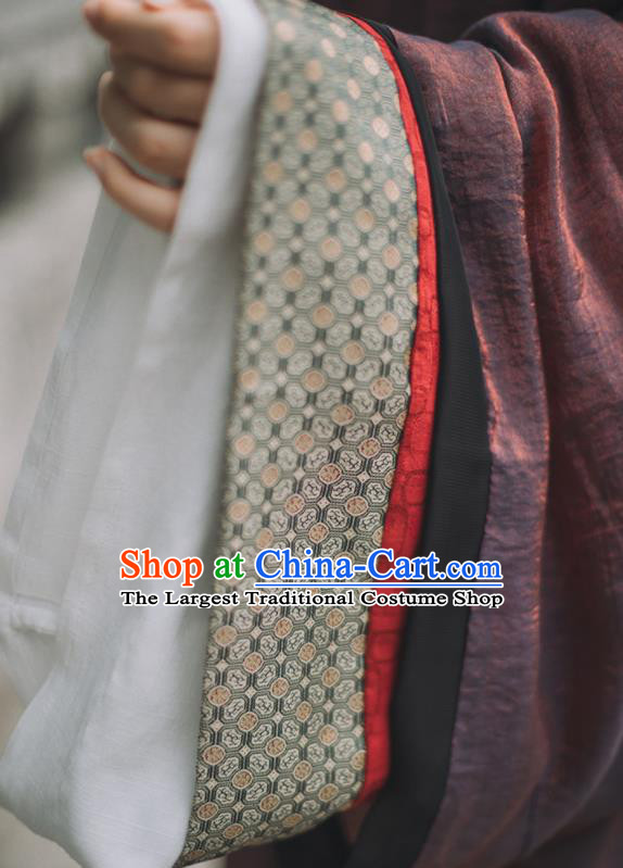 Chinese Traditional Hanfu Yarn Garment Straight Front Robe Clothing Ancient Palace Lady Dress Garments Han Dynasty Princess Historical Costumes