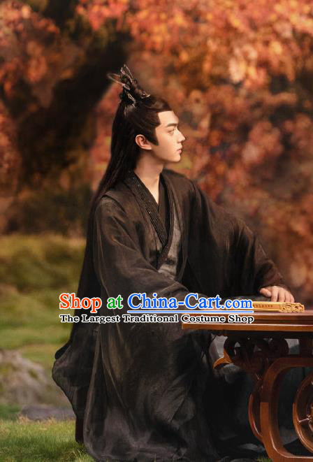 Chinese Romance TV Ancient Love Poetry Qing Mu Costumes Ancient King Clothing Xianxia Series Drama Immortal Black Garments