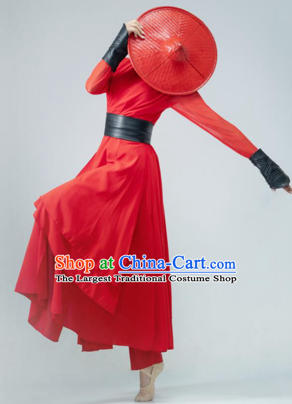 Chinese Swordsman Dance Clothing Women Stage Performance Costume Classical Dance Red Dress