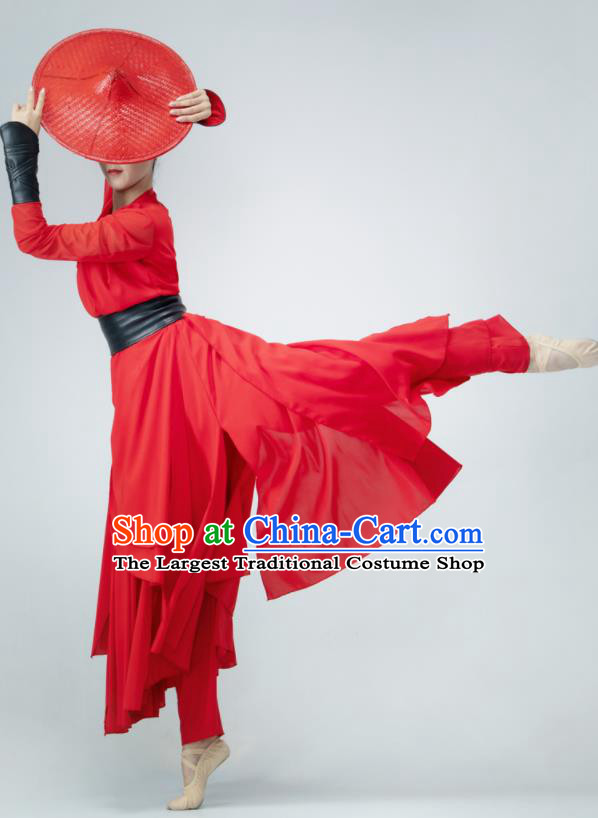Chinese Swordsman Dance Clothing Women Stage Performance Costume Classical Dance Red Dress