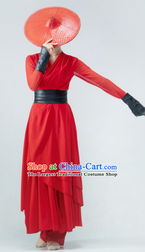 Chinese Swordsman Dance Clothing Women Stage Performance Costume Classical Dance Red Dress