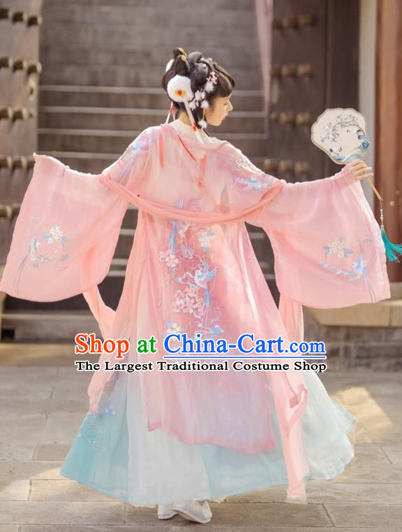 China Tang Dynasty Young Lady Clothing Ancient Royal Princess Garment Costumes Traditional Embroidered Hanfu Dress
