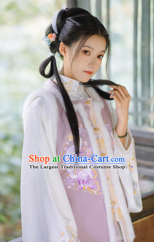 Chinese Traditional Winter Hanfu Vest Blouse Skirt Ming Dynasty Noble Lady Garment Costumes Ancient Young Beauty Clothing
