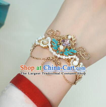 Chinese Ancient Princess Cloisonne Bracelet Handmade Hanfu Bangle Traditional Amethyst Jewelry