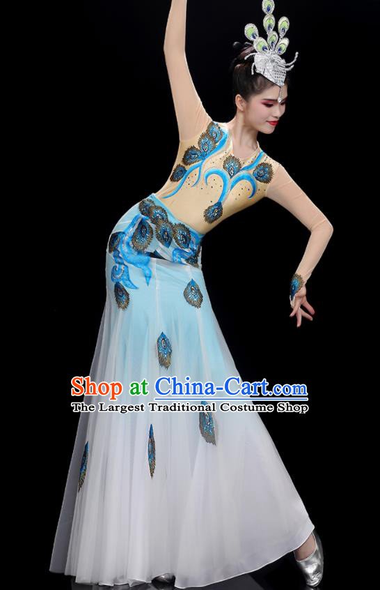 Chinese Yunnan Peacock Dance Outfit Dai Nationality Dance Dress Female Group Dance Clothing Pavane Garment Costume