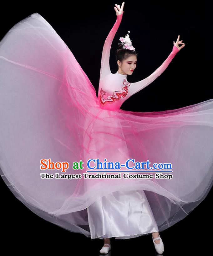 China Stage Performance Garments Chorus Group Clothing Modern Dance Pink Dress Opening Dance Costume