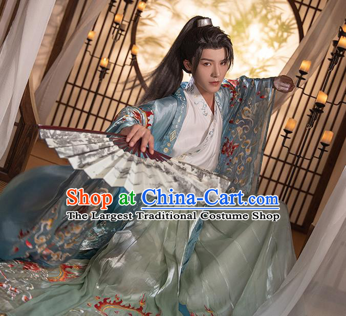 China Ancient Young Swordsman Clothing Traditional Embroidered Hanfu Jin Dynasty Prince Garment Costumes
