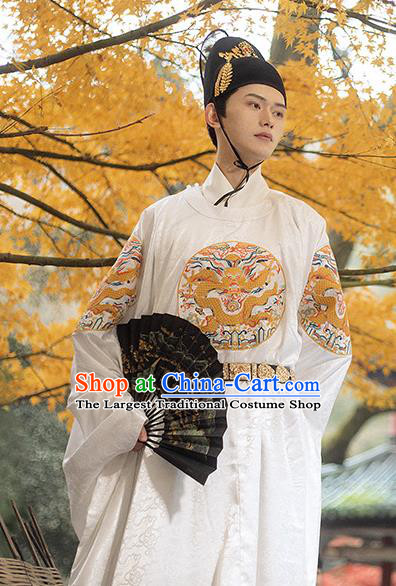 China Ancient Embroidered Dragon Robe Traditional Hanfu Clothing Ming Dynasty Emperor Garment Costumes