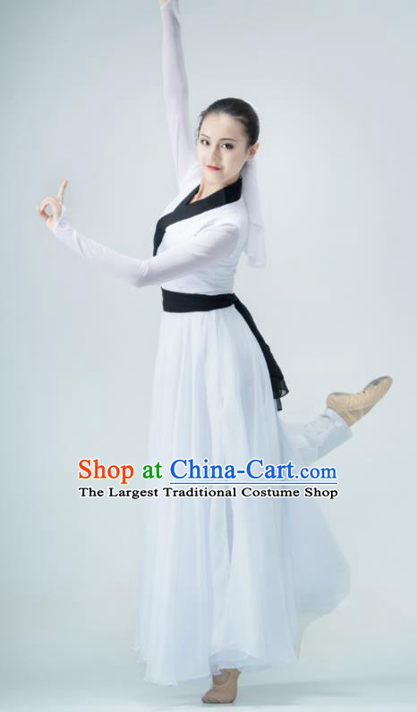 Chinese Swordsman Dance White Dress Dance Competition Clothing Classical Dance Costume