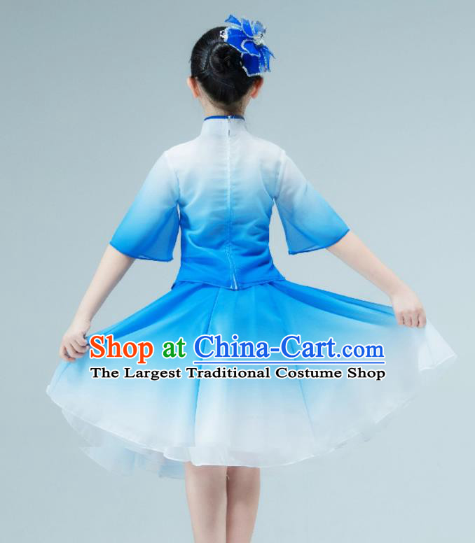 Chinese Classical Dance Clothing Stage Performance Costume Children Dance Blue Dress Ballet Dance Garment