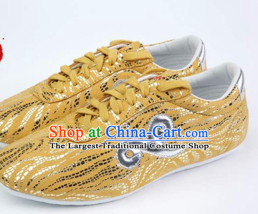 Top Wushu Competition Shoes Chinese Kung Fu Shoes Handmade Golden Martial Arts Shoes