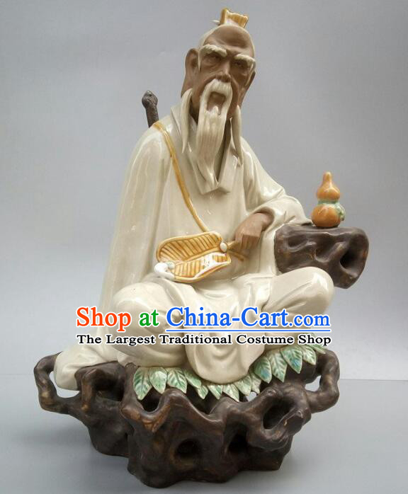 Handmade Chinese Ceramic Craft  Shi Wan Porcelain Lord Lao Zi Arts  inches Tai Shang Lao Jun Statue