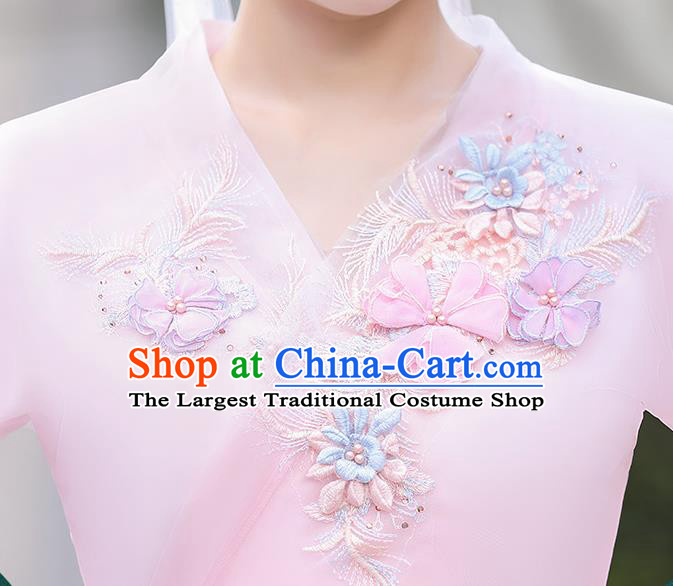 Chinese Ancient Fairy Pink Dress Clothing Traditional Garment Costume