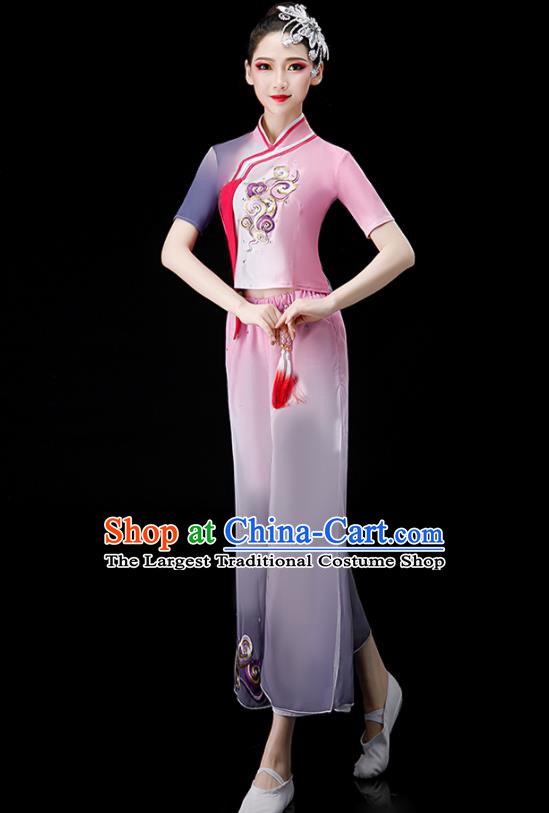 Chinese Stage Performance Clothing Folk Dance Dance Pink Outfit Yangko Dance Costume
