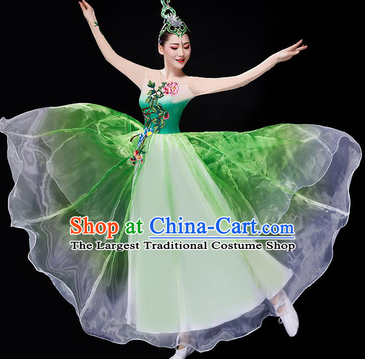 Chinese Modern Dance Green Dress Opening Dance Costume Spring Festival Gala Stage Performance Clothing