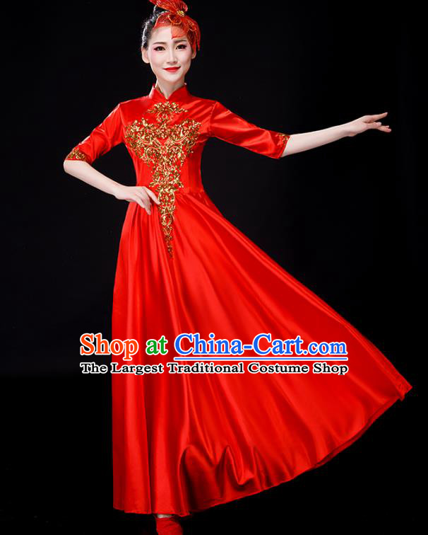 Chinese Opening Dance Costume Spring Festival Gala Stage Performance Clothing Modern Dance Red Dress