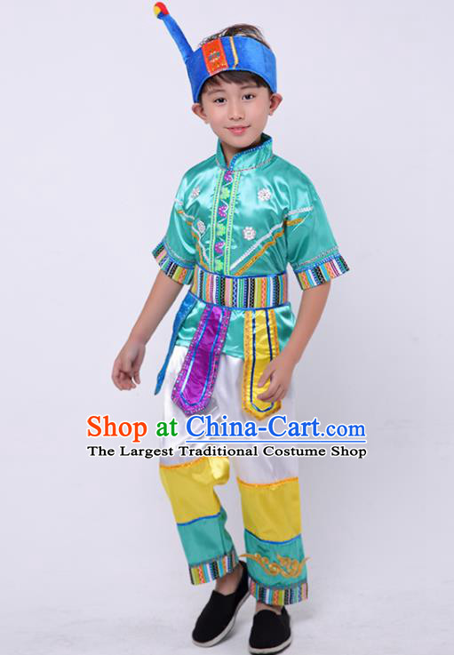 Chinese Folk Dance Garment Costume Ethnic Stage Performance Clothing Maonan Nationality Boy Outfit