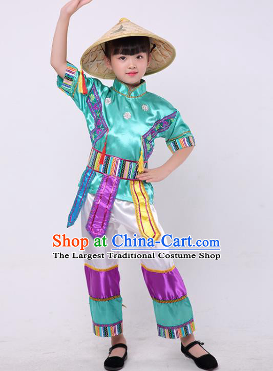 Chinese Maonan Nationality Girl Outfit Folk Dance Garment Costume Ethnic Stage Performance Clothing