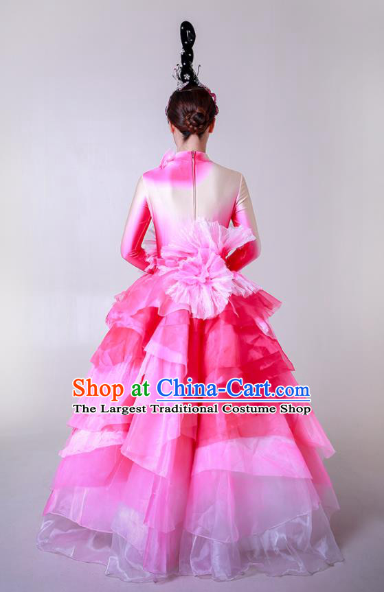 Chinese Spring Festival Gala Stage Performance Garment Costume Modern Dance Pink Dress Flower Dance Clothing