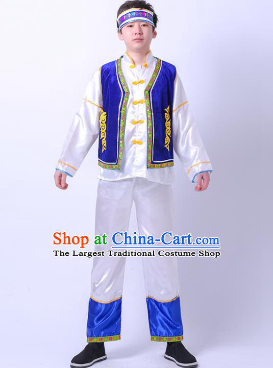 Chinese Ethnic Dance Garment Costume Stage Performance Clothing Bai Nationality Boy Outfit