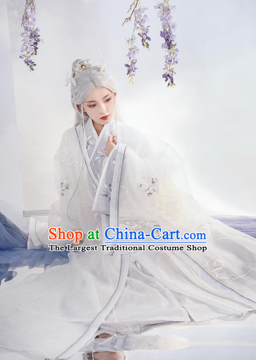 Chinese Song Dynasty Court Princess Costumes Traditional Hanfu Dress Ancient Goddess White Clothing