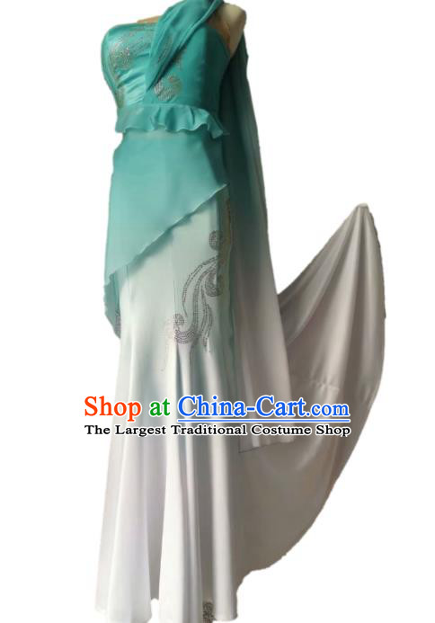 Chinese Dai Nationality Dance Garment Costumes Woman Stage Performance Clothing Peacock Dance Green Dress