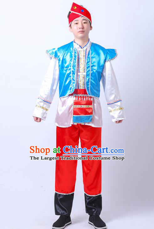 Chinese Ethnic Boy Folk Dance Costume Stage Performance Clothing Daur Nationality Dance Outfit