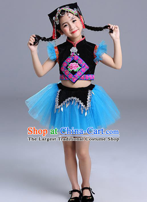 Chinese Daur Nationality Dance Outfit Ethnic Girl Folk Dance Costume Stage Performance Clothing