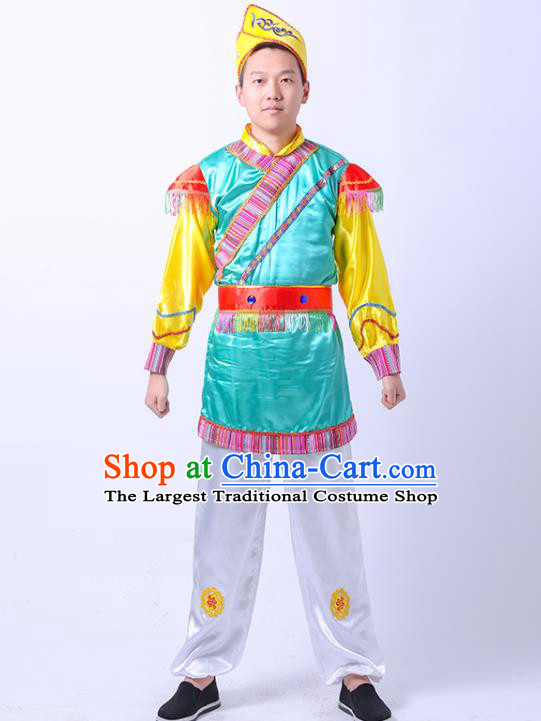Chinese Ewenki Nationality Dance Outfit Ethnic Boy Folk Dance Costume Heilongjiang Province Stage Performance Clothing
