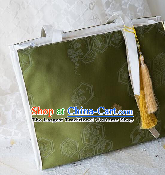 Handmade Green Nylon Bag Tassel Shoulder Bag