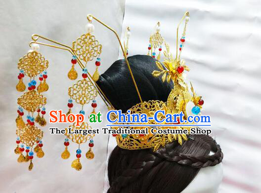 Handmade Chinese Traditional Hair Accessories House of Flying Daggers Golden Hair Crown