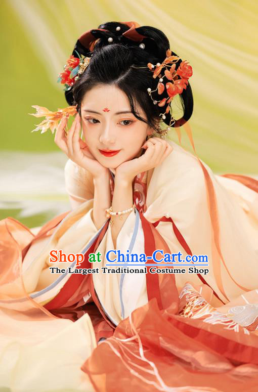 Chinese Song Dynasty Embroidery Historical Costumes Ancient Royal Princess Garments Traditional Court Hanfu Dress Clothing