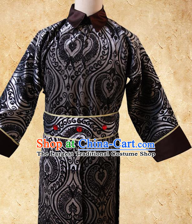 Chinese Traditional Mandarin Garments Qing Dynasty Prince Clothing Ancient Noble Duke Brown Costumes