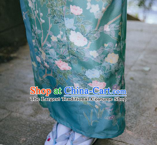 Japanese Traditional Garment Japan Printing Blue Kimono Summer Festival Sakura Yukata Dress