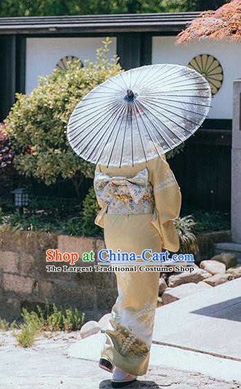 Japanese Ginger Kimono Japan Summer Festival Young Lady Yukata Dress Traditional Garment