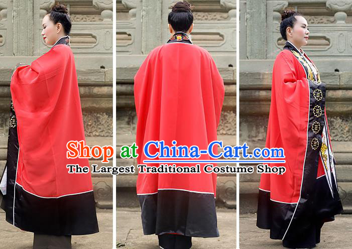 Chinese Handmade Silk Taoist Robe Embroidered Dragon Red Robe Traditional Taoism Priest Frock