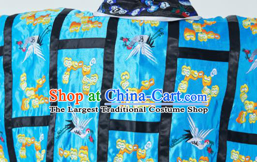 Chinese Handmade Blue Silk Taoist Robe Embroidered Plum Cranes Robe Garment Traditional Wudang Taoism Priest Frock