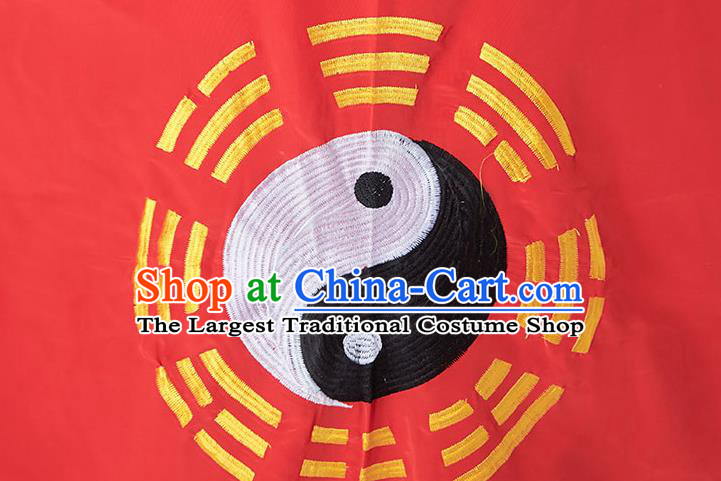 Chinese Taoist Master Costume Traditional Embroidered Red Priest Frock Taoism Ritual Robe San Qing Garment