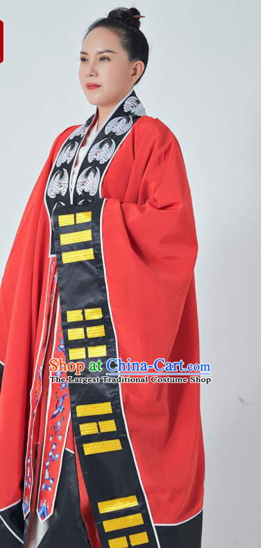 Chinese Taoism Ritual Robe Traditional Tao San Qing Garment Taoist Master Costume Embroidered Crane Red Priest Frock
