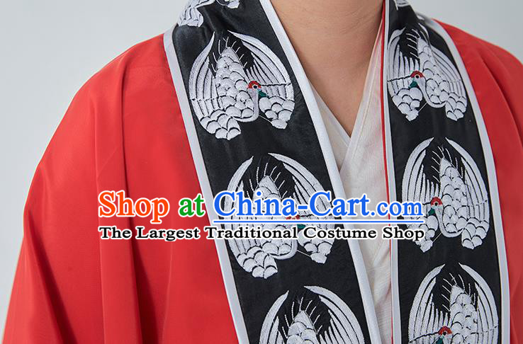 Chinese Taoism Ritual Robe Traditional Tao San Qing Garment Taoist Master Costume Embroidered Crane Red Priest Frock