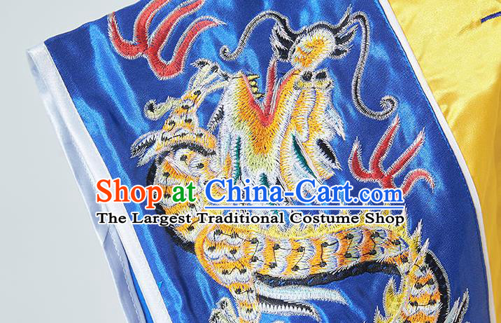 Chinese Daoism Priest Frock Traditional Taoism Master Garment Wudang Taoist Costume Embroidered Dragon Yellow Silk Robe